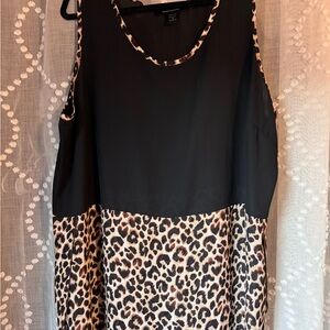 Ashley Stewart Black and Leopard Print Blouse